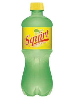 A bottle of Squirt soda.