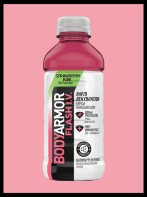 Strawberry Kiwi Body Armor Flash I.V. sports drink.