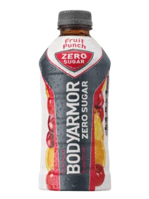 A bottle of Bodyarmor zero sugar fruit punch.